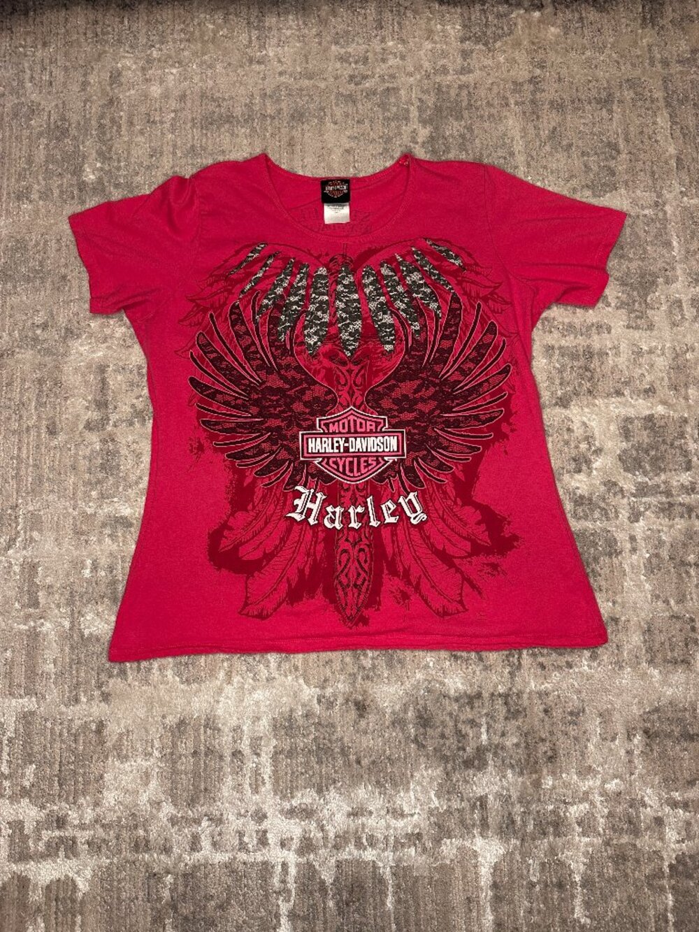 Vintage Y2K Harley-Davidson Affliction Style Women's Top T-Shirt Size 2X XXL